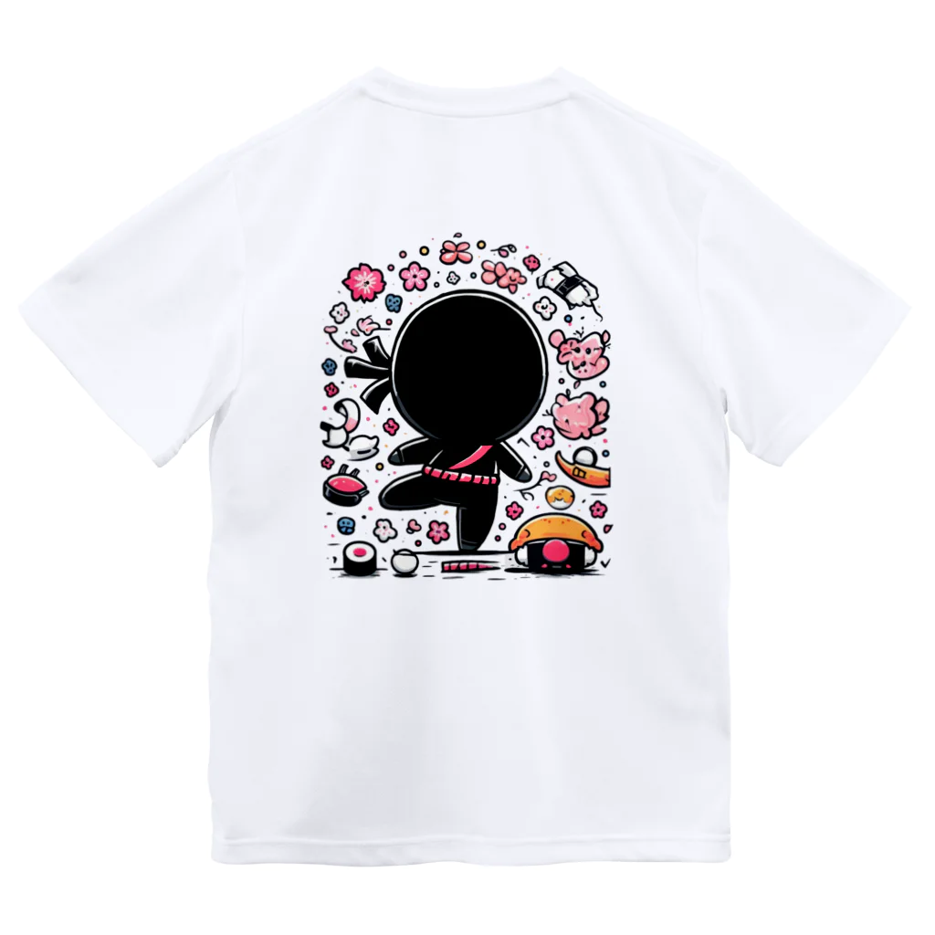 ともちピンクのゆるキャラ黒忍者 ドライTシャツ