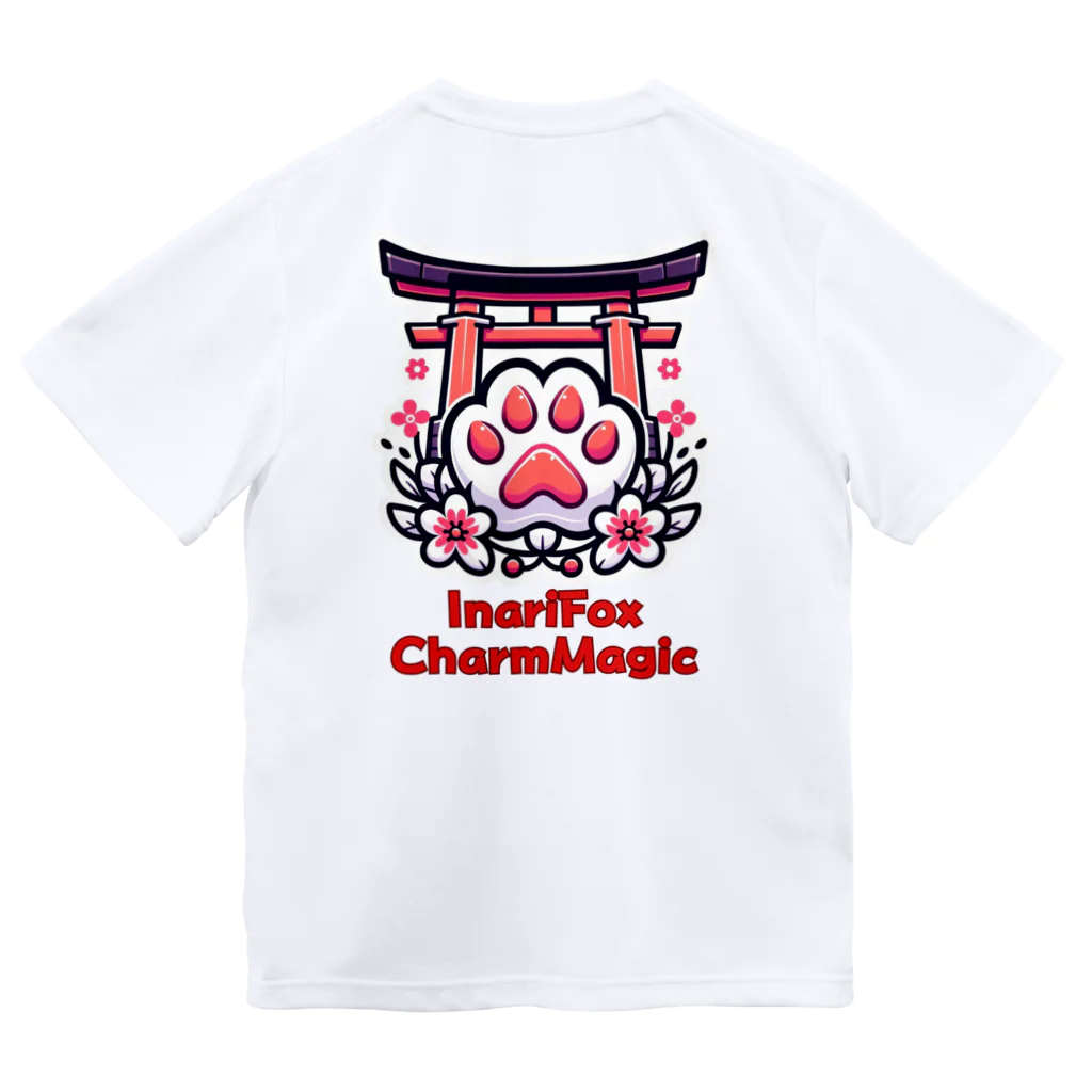 大江戸花火祭りのInari Fox Charm Magic～稲荷の狐1 ドライTシャツ