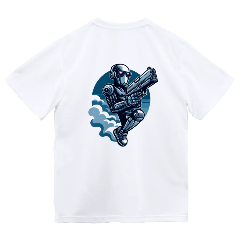 Yutaka_Hの銃を保持するロボTシャツ ドライTシャツ