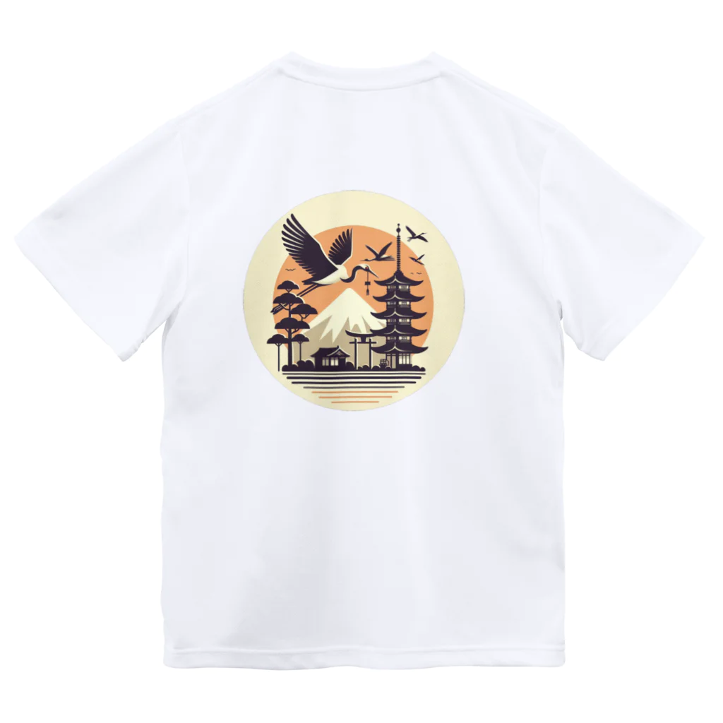 moontajの鶴と富士と五重塔~japan Dry T-Shirt