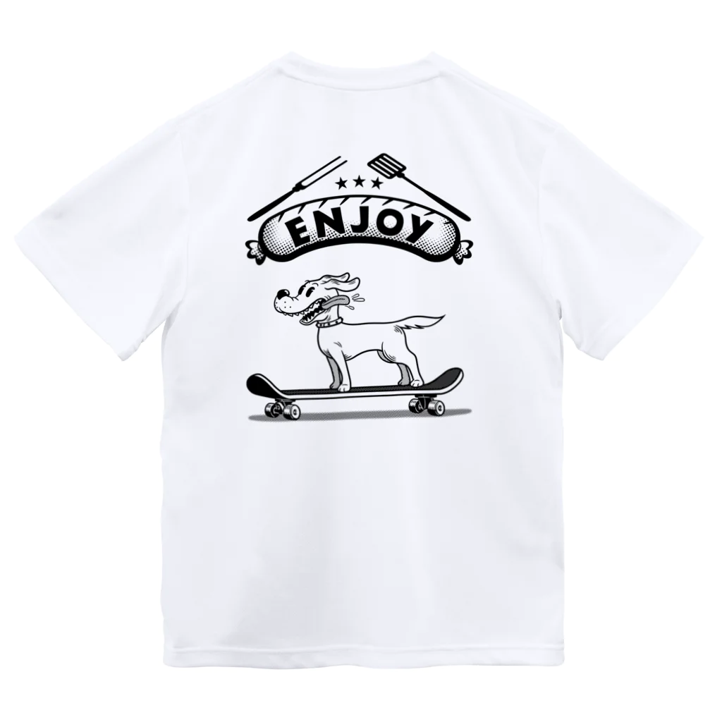 nidan-illustrationのhappy dog -ENJOY- (black ink) ドライTシャツ