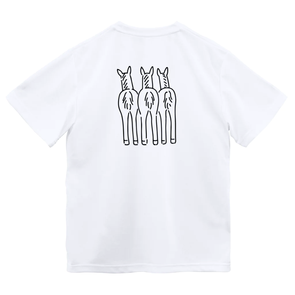 Pipopapotanの3 foals 馬3頭 背面もあり ブラックライン Dry T-Shirt