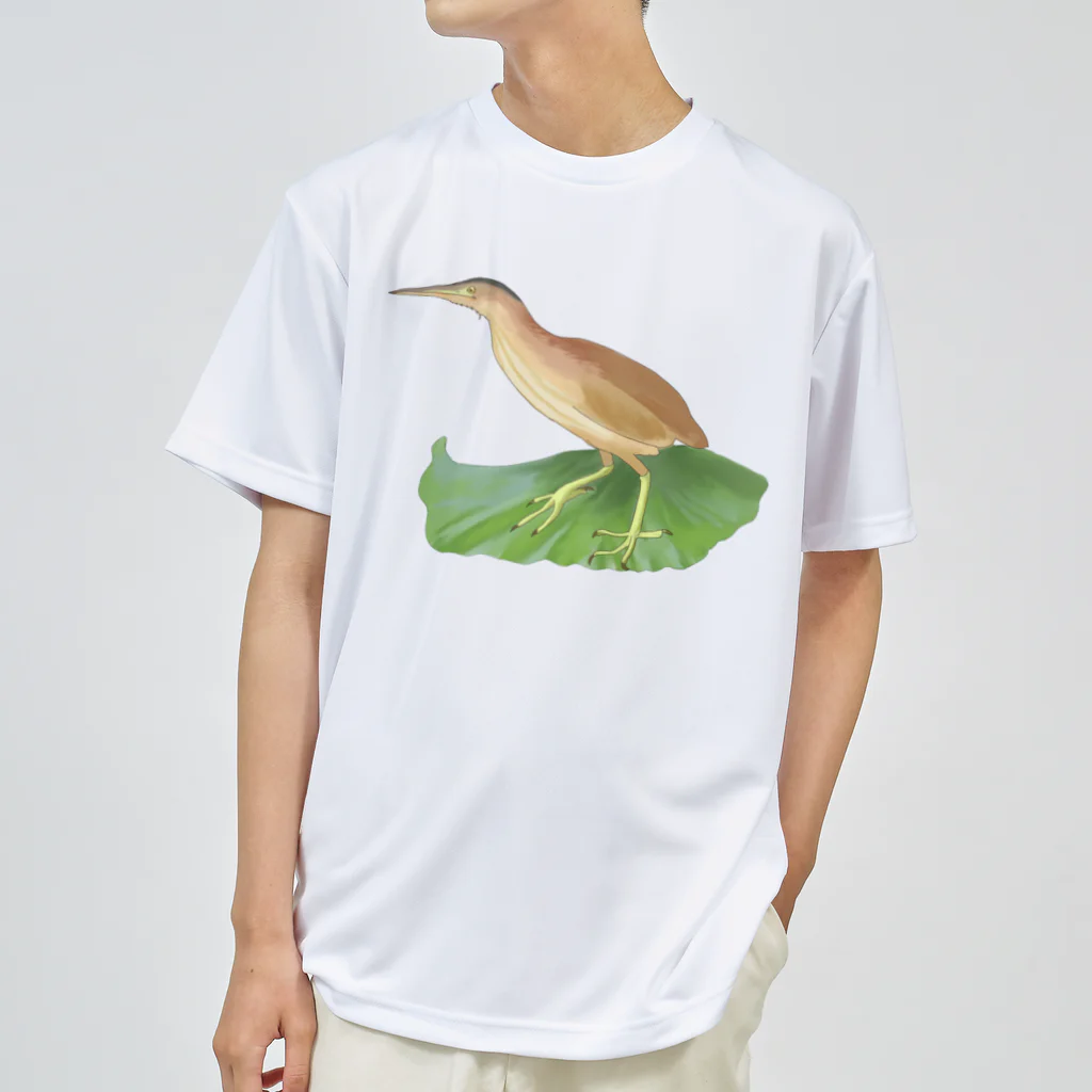 鴨かもですのヨシゴイ　蓮の葉 ドライTシャツ