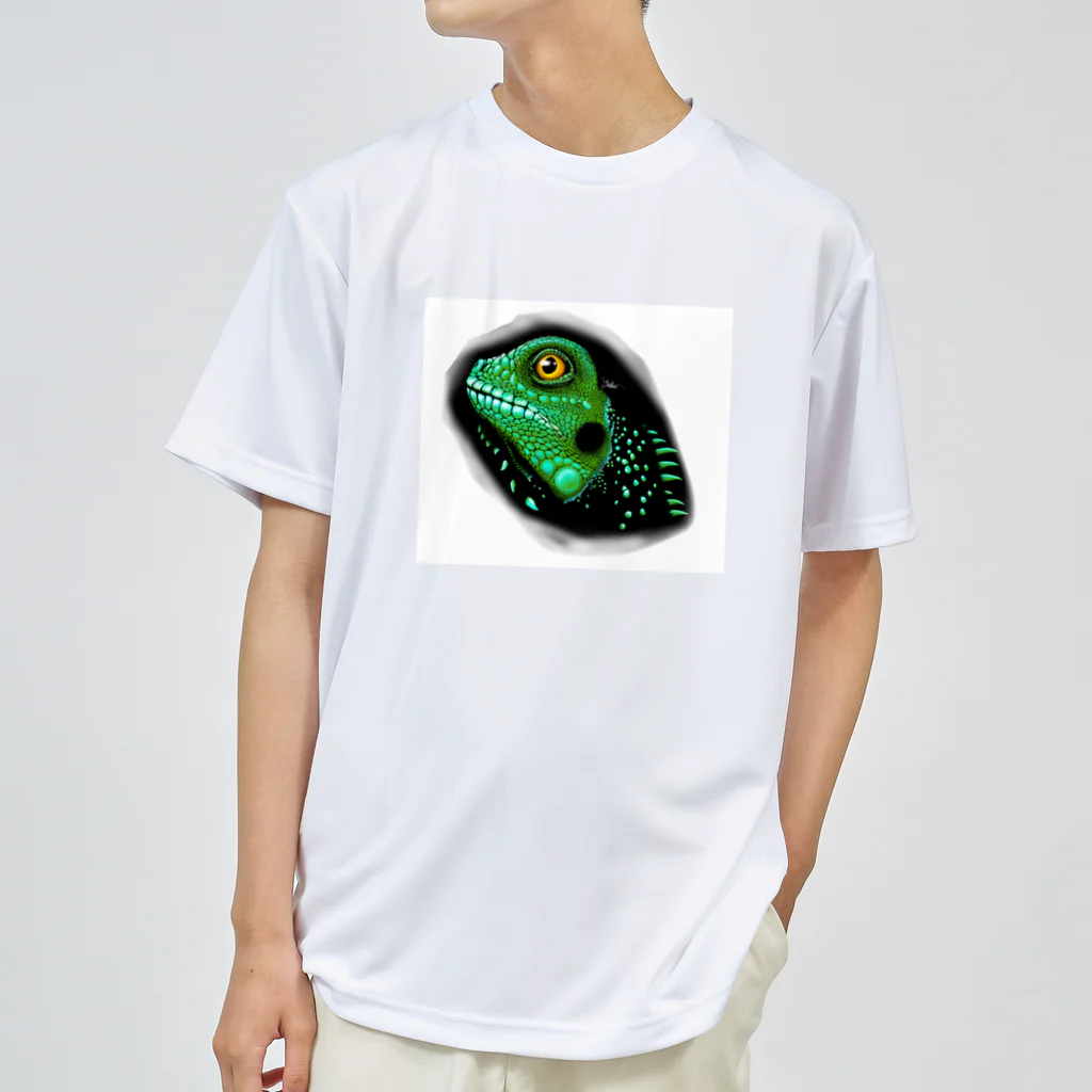 ただの爬虫類好きのグリーンイグアナ ドライTシャツ
