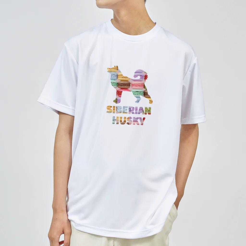 onehappinessのシベリアン ハスキー　マカロン Dry T-Shirt