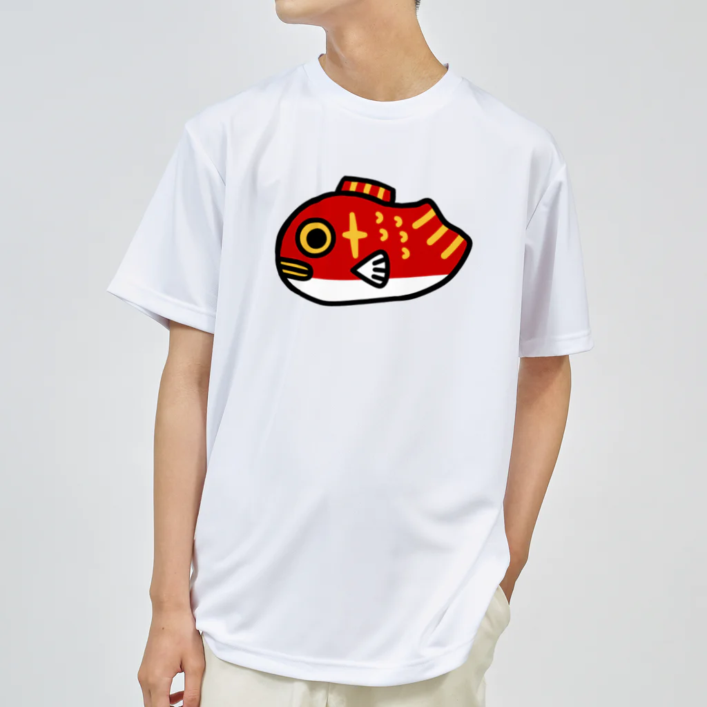 はりこま屋 雑貨部の叶え鯛POP ドライTシャツ