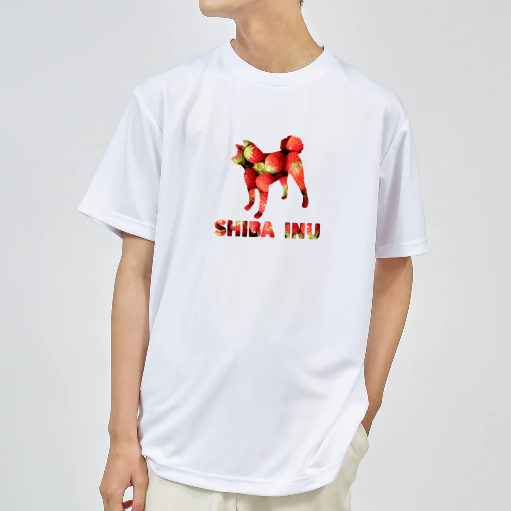 onehappinessのいちご　柴犬 ドライTシャツ