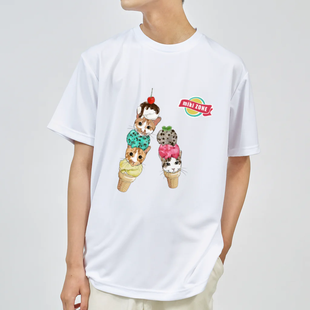 みきぞーん｜保護猫 ミッキー画伯と肉球とおともだちのrui&ram&ta-chan ice Dry T-Shirt