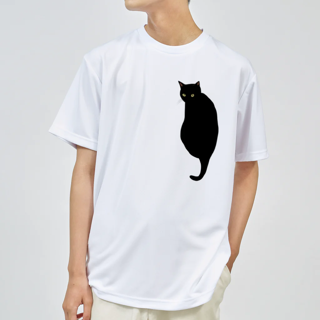 小鳥と映画館の振り向く黒猫 Dry T-Shirt