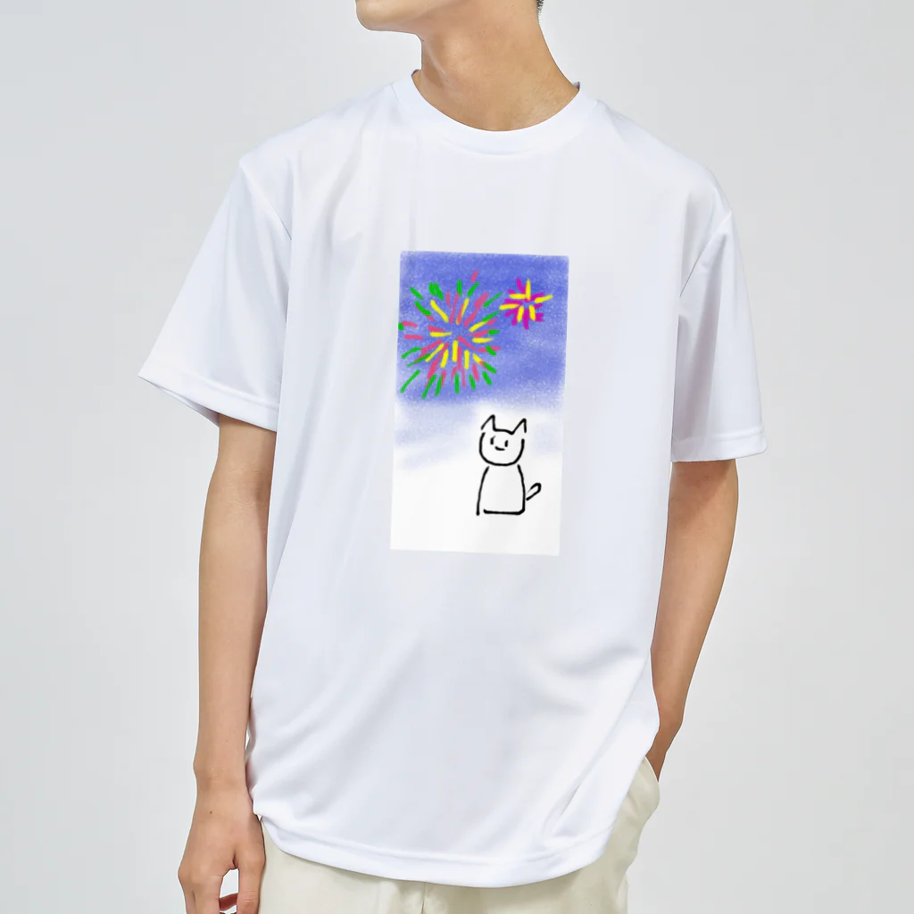 ピッチーの花火ニャン ドライTシャツ