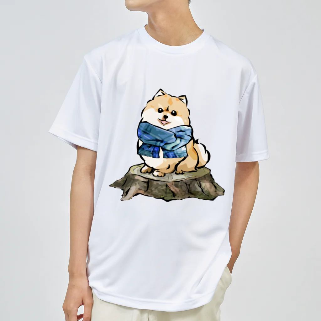 犬グッズの店しえるぶるーのマフラー犬　ポメラニアン Dry T-Shirt