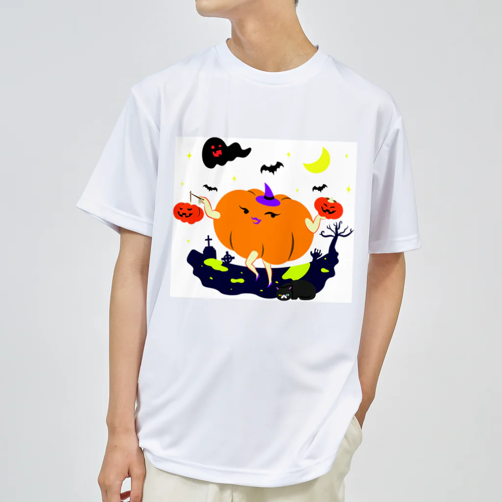 猫舌と肉球のかぼちゃの提灯をもつかぼちゃ Dry T-Shirt