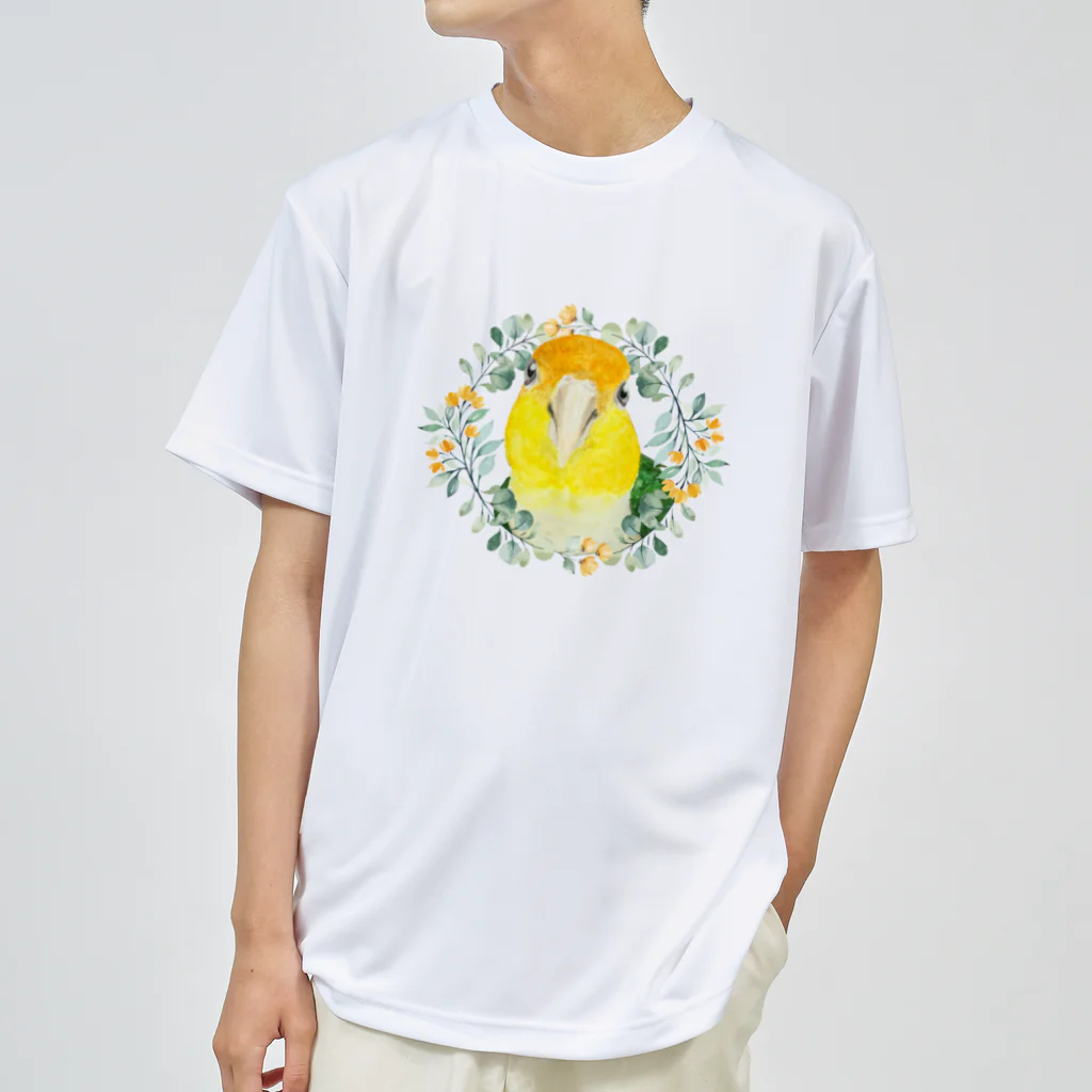 mariechan_koboの031 シロハラインコ オレンジ小花のリース Dry T-Shirt