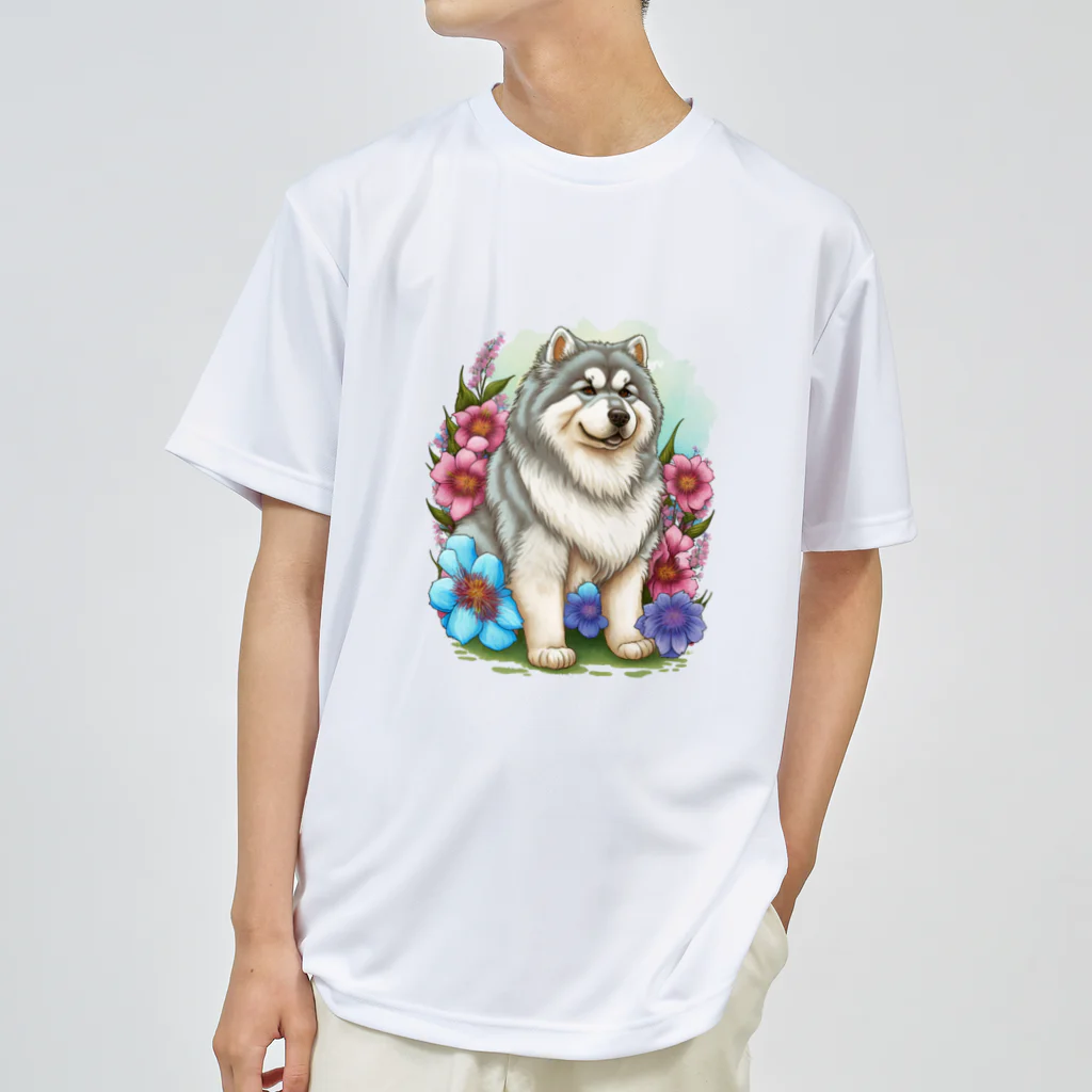 znbmsrrの花アラスカの子犬。 愛犬家のためのキュートなデザイン。 ドライTシャツ