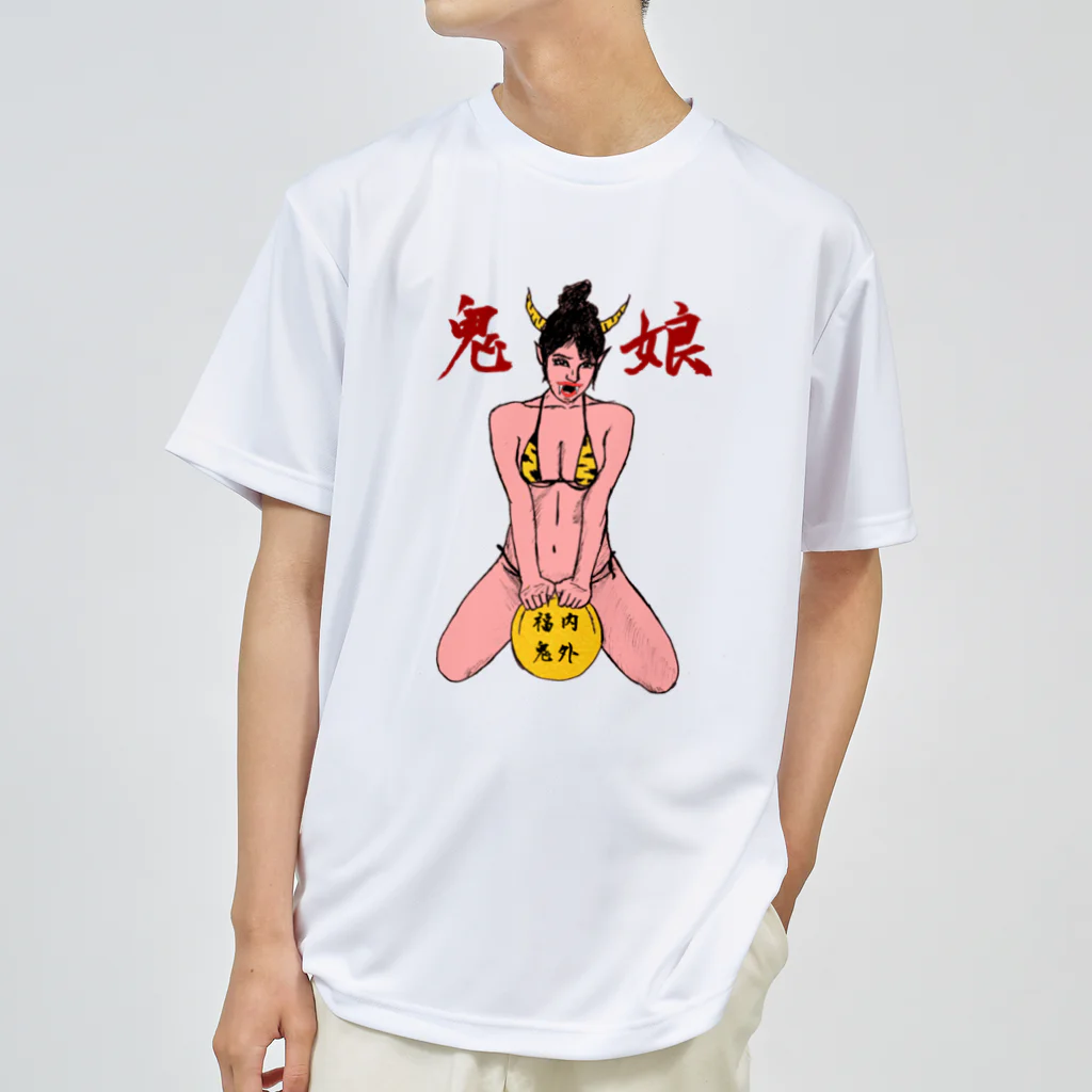 京都の魔雑貨堂の虎皮ビキニ鬼娘（赤鬼） ドライTシャツ