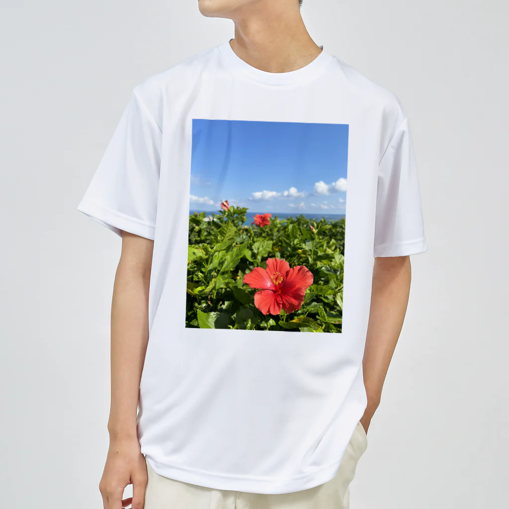 Ripples沖縄レジンアートの沖縄の海とハイビスカス ドライTシャツ
