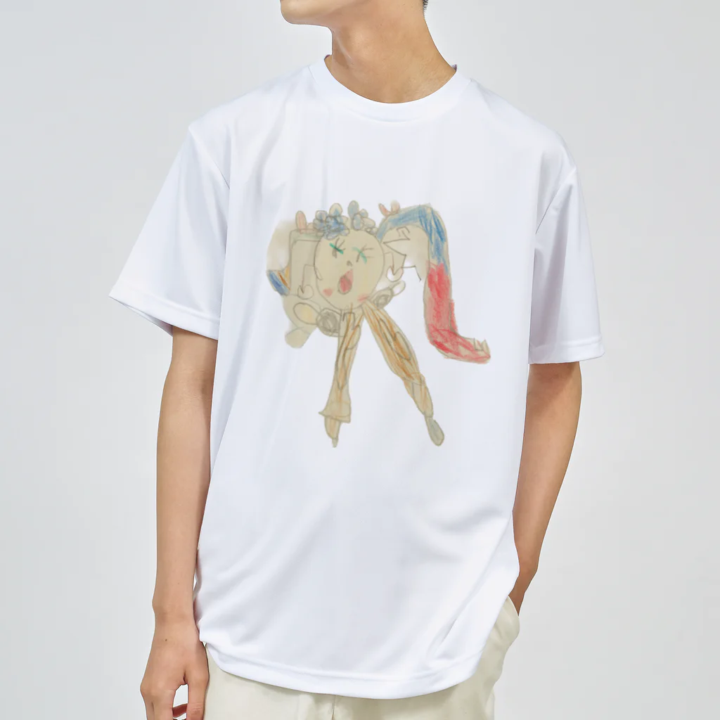 KidsArtの【子どもの絵】花かんむり女の子ちゃん ドライTシャツ