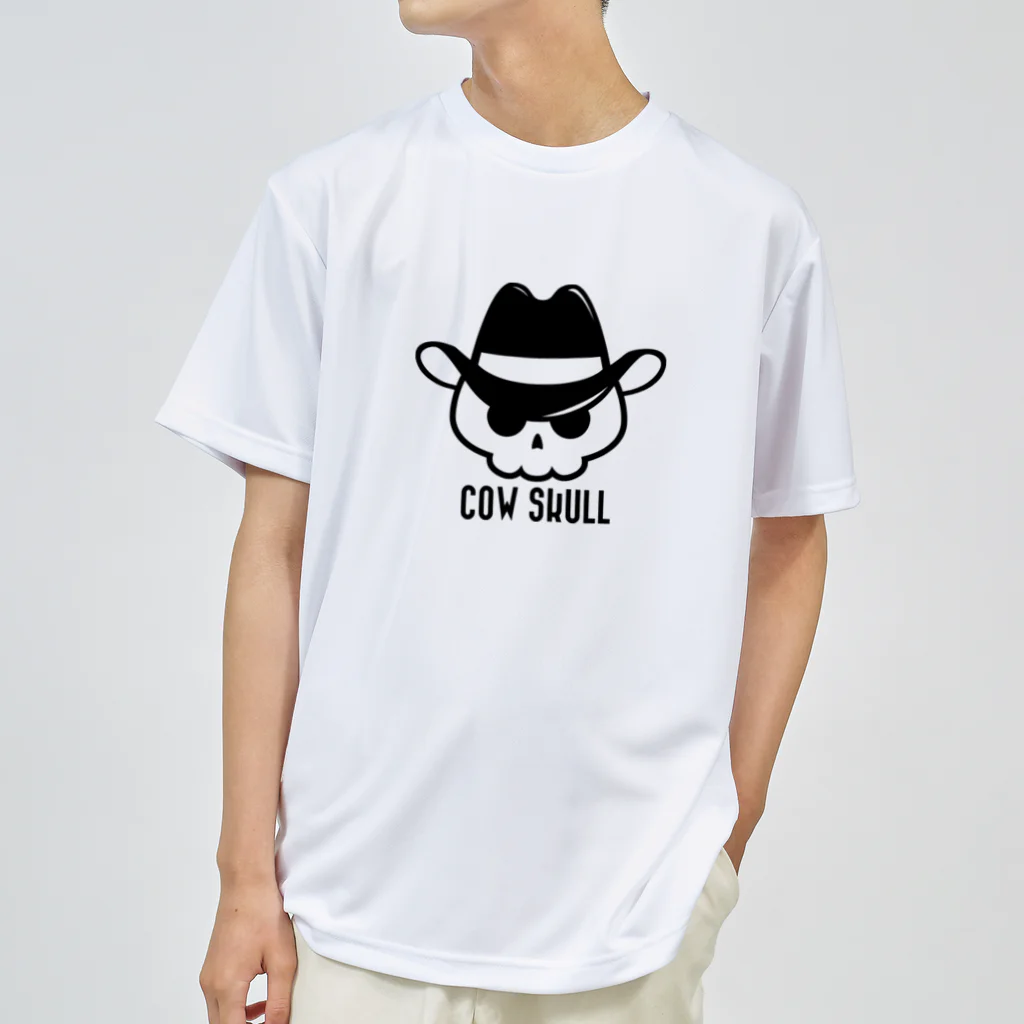 QUQU_WORKSのCOW SKULL テンガロンハットドクロ ブラック ドライTシャツ