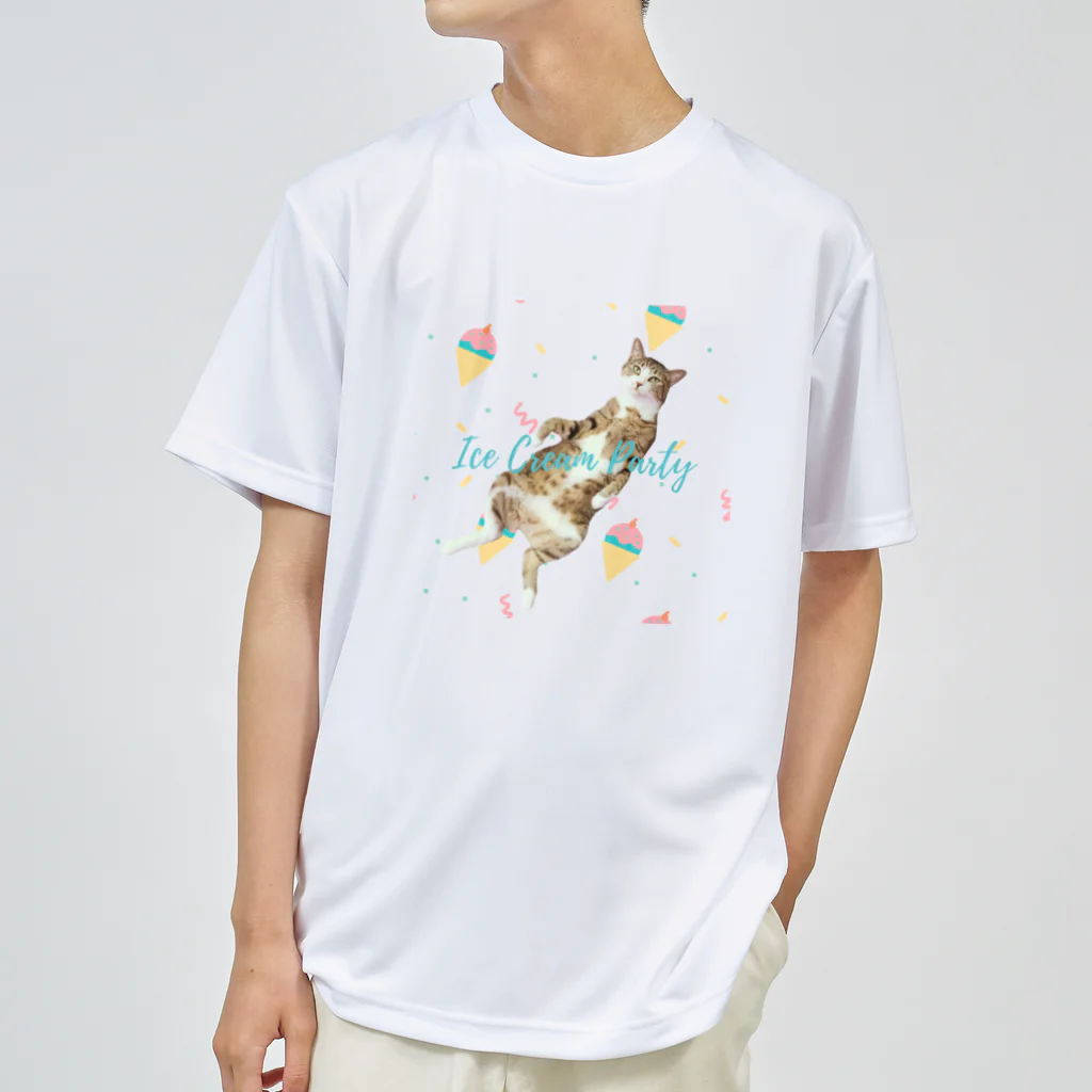 Yoru.MaruのIce cream party(cat) ドライTシャツ