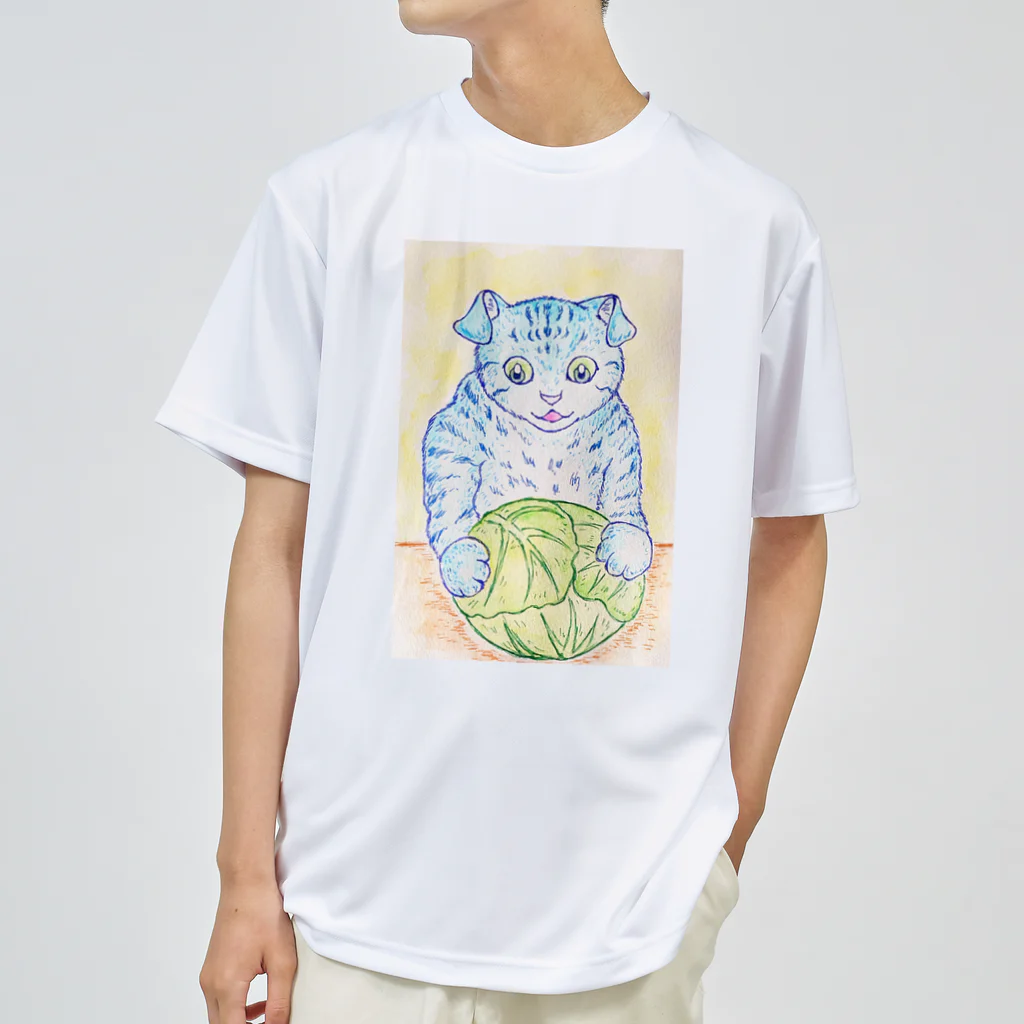 ぼくらの時間（みどり色）のキャベツの番人は猫（背景黄色） Dry T-Shirt