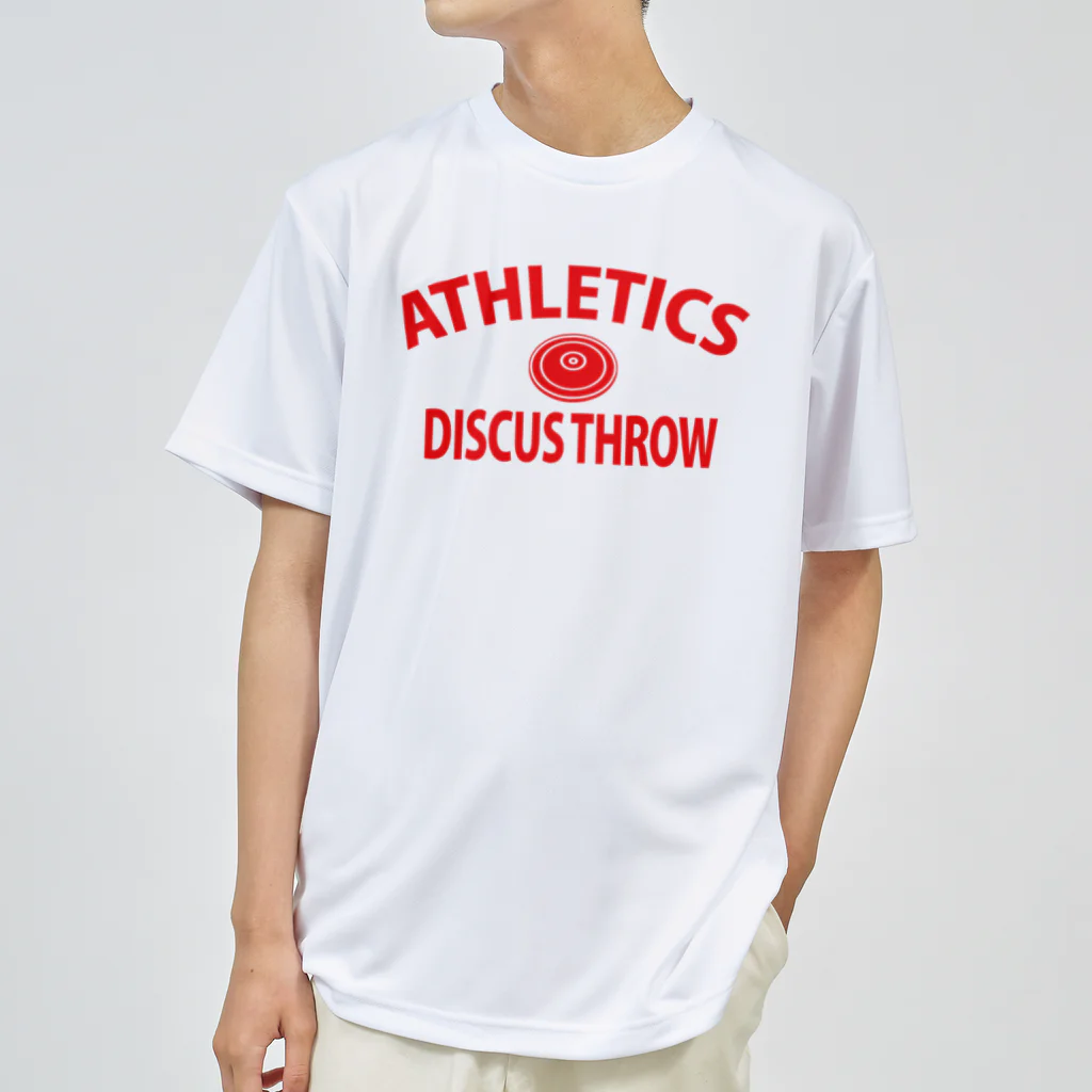 sports_tower スポーツタワーの円盤投げ・赤・陸上競技・えんばんなげ・グッズ・イラスト・Tシャツ・Discus Throw・飛距離・男子・女子・かっこいい・かわいい・選手・有力・確実・候補・部活・有望・応援・精神力・集中力・メダル ドライTシャツ