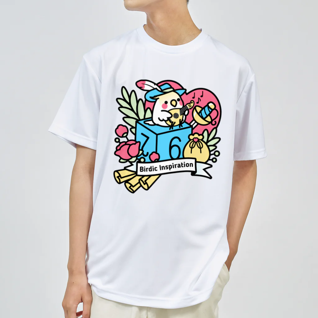 Cody the LovebirdのChubby Bird オカメインコとマンドリン　Birdic Inspiration Dry T-Shirt