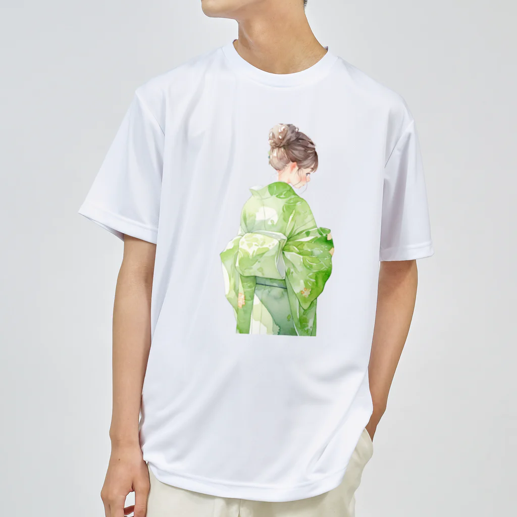 ききものやの緑の着物の女性 Dry T-Shirt