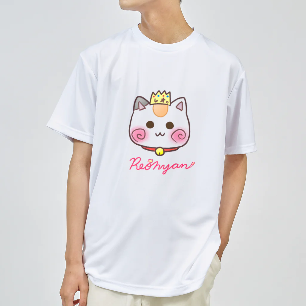 旅猫王子れぉにゃん👑😼公式(レイラ・ゆーし。)の(ピンクロゴ)顔だけ☆れぉにゃん ドライTシャツ