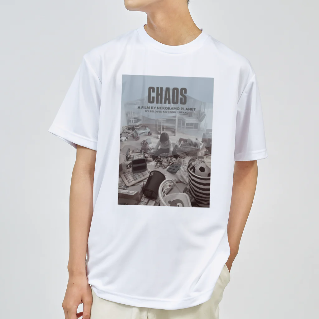 ネコカモプラネットのchaos（白） ドライTシャツ