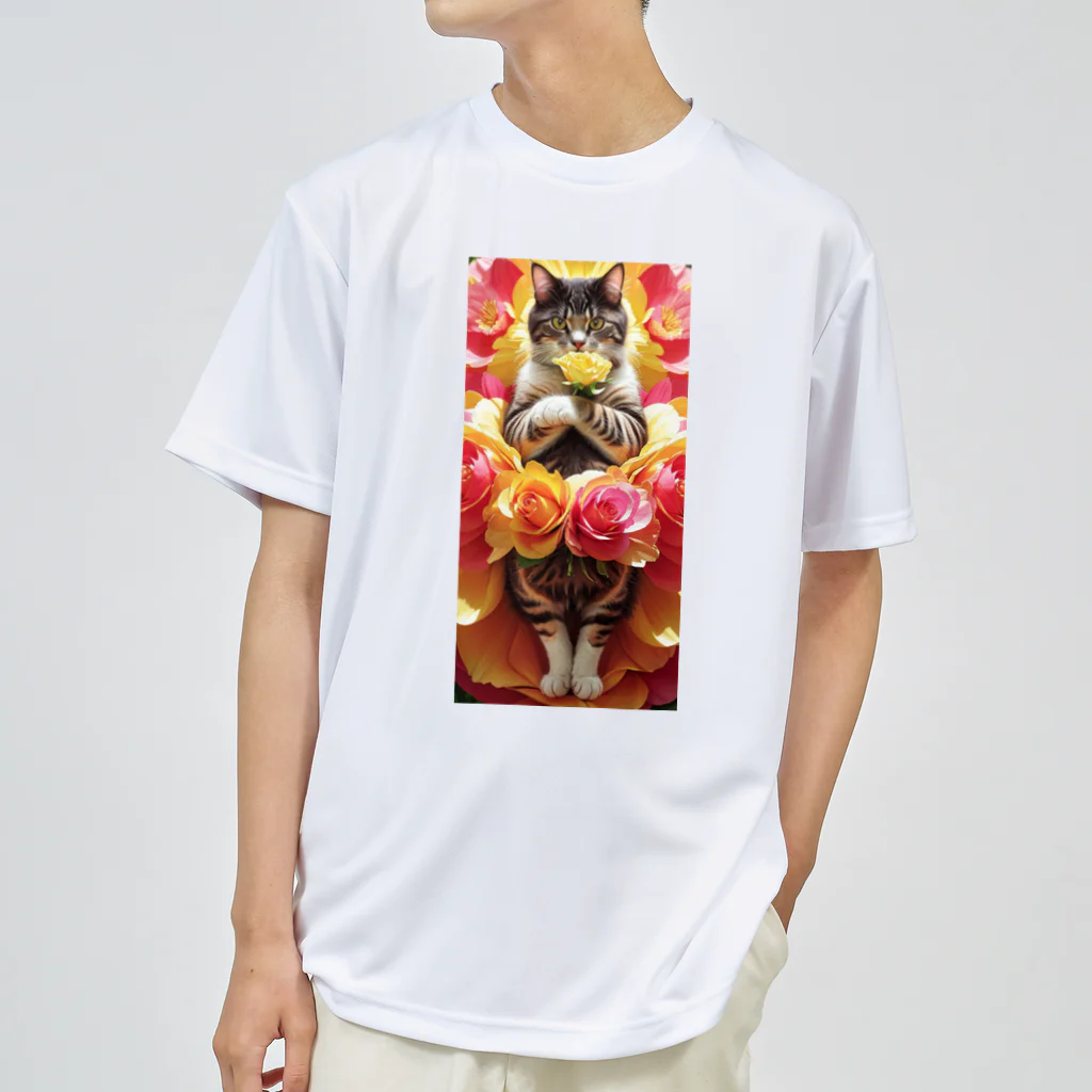 ukeroのフラワーキャット077 Dry T-Shirt