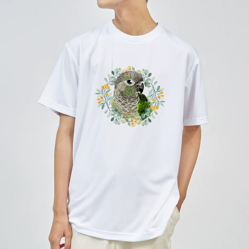 mariechan_koboの035 ウロコインコノーマル オレンジ小花のリース ドライTシャツ