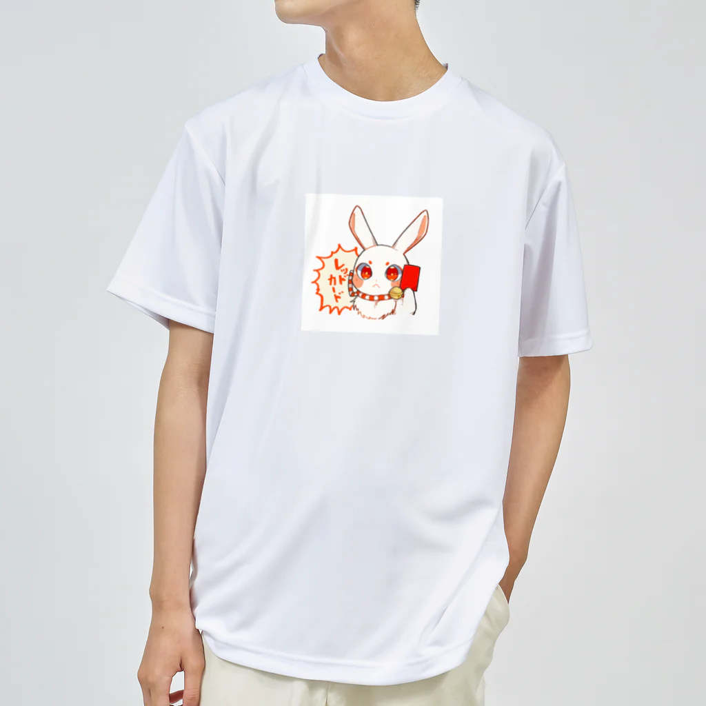 .°ஐ.*まりる°ஐ.*のレッドカードうさぎ ドライTシャツ