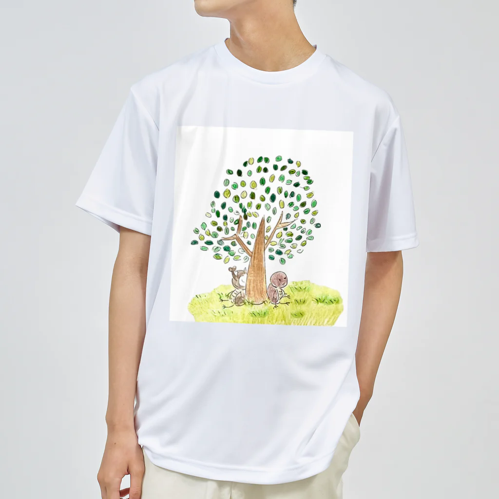若ちゃんショップのカブ君とカブミちゃん木の下で…（背景なし） ドライTシャツ