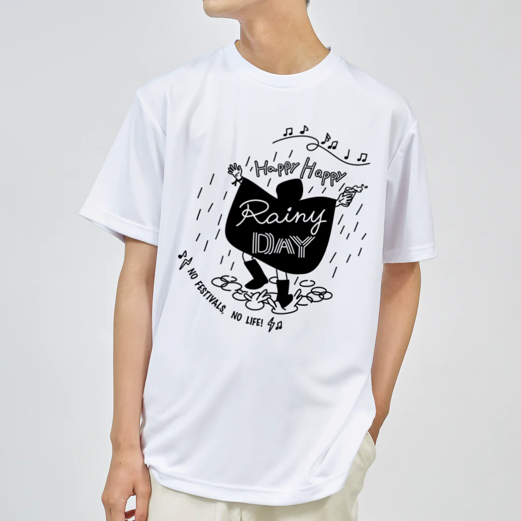 Akelto Dohnal の【new】Happy Happy Rainy DAY(ハッピーハッピーレイニーデー)黒線ver. ドライTシャツ