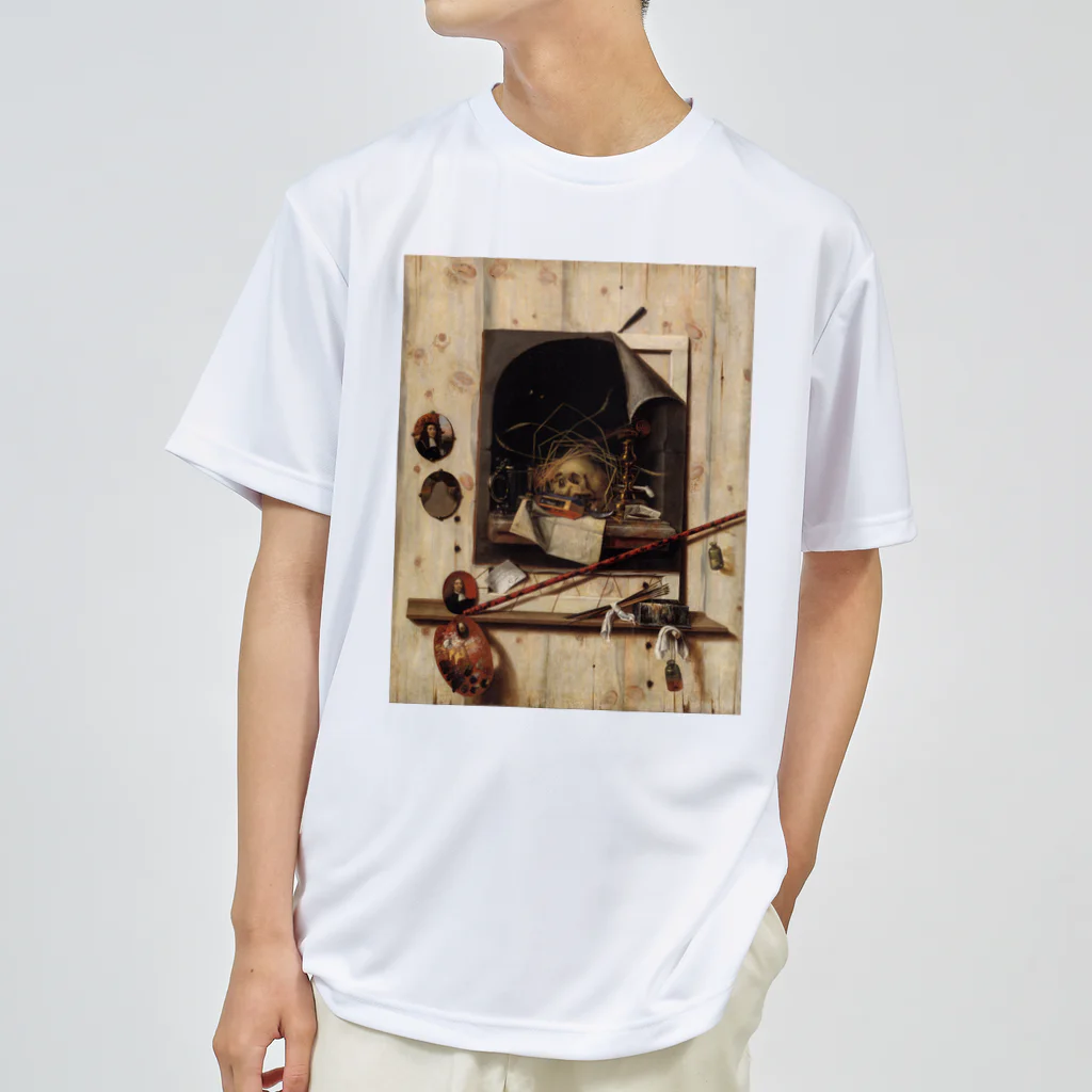 世界美術商店のヴァニタス画のあるアトリエの壁 / Trompe l'oeil with Studio Wall and Vanitas Still Life Dry T-Shirt