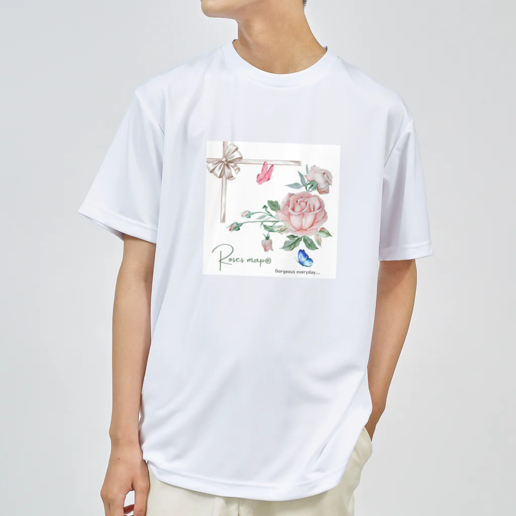 Roses_mapの薔薇のギフトと蝶 Dry T-Shirt