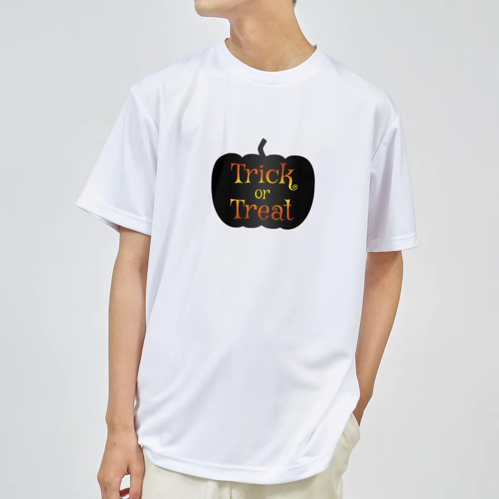 Drecome_Designのトリックオアトリートカボチャ ドライTシャツ