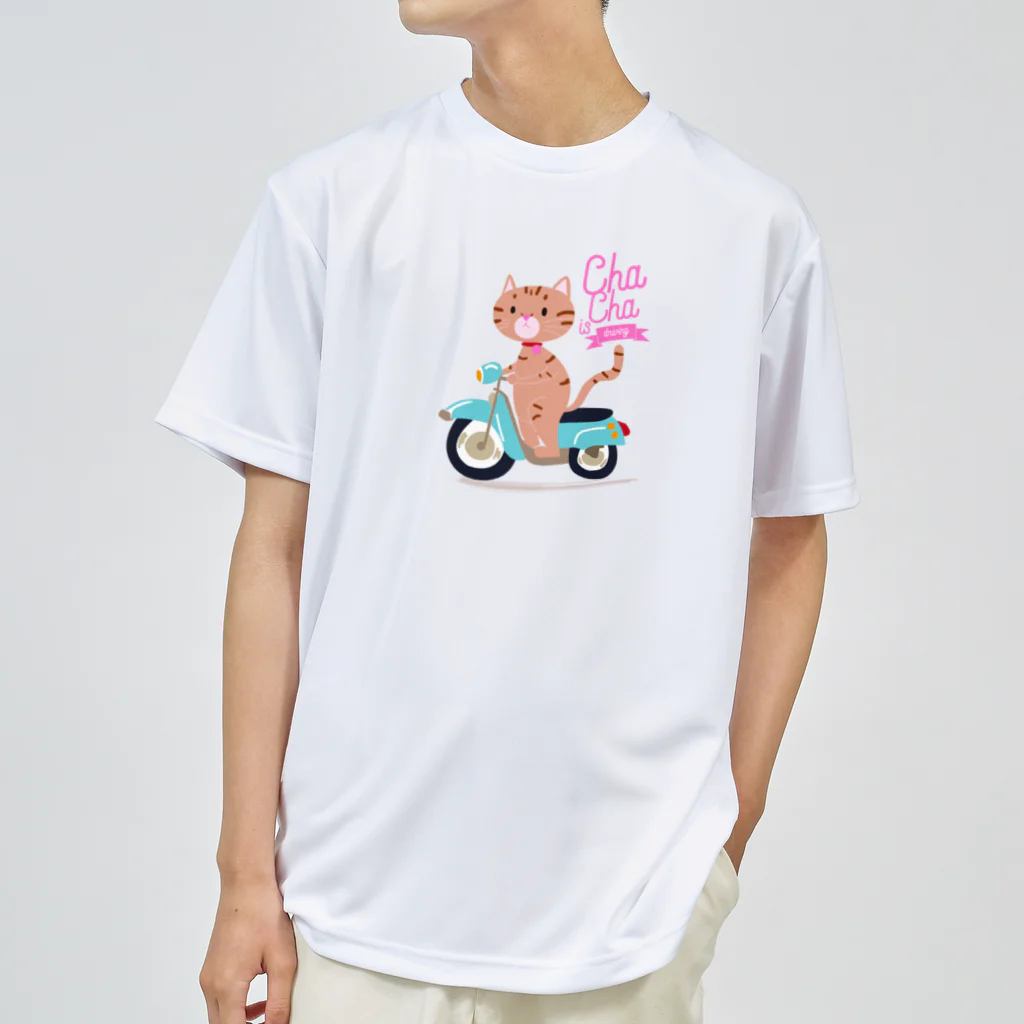 CATLESのネコ好き 猫柄 CATLES ChaCha is driving ドライTシャツ