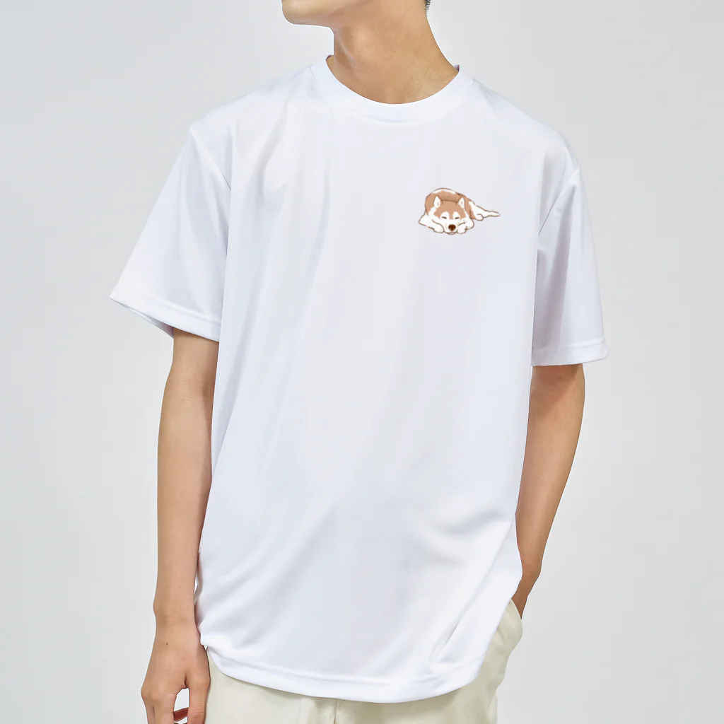 WANPU  by YUn.のチョコカラー　眠るハスキー　 Dry T-Shirt