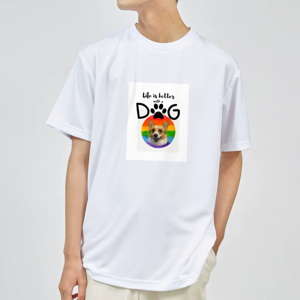 コーギーブレッド（もこもこーぎー）のLIFE WITH BETTER corgidog Dry T-Shirt