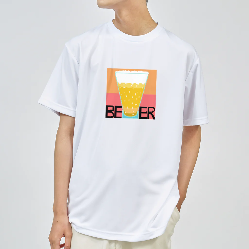 ノリック★ギターへの道& 筋トレ💪(￣з￣💪)！人生珍道中！！のお洒落なBEERグラスのドット絵 ドライTシャツ