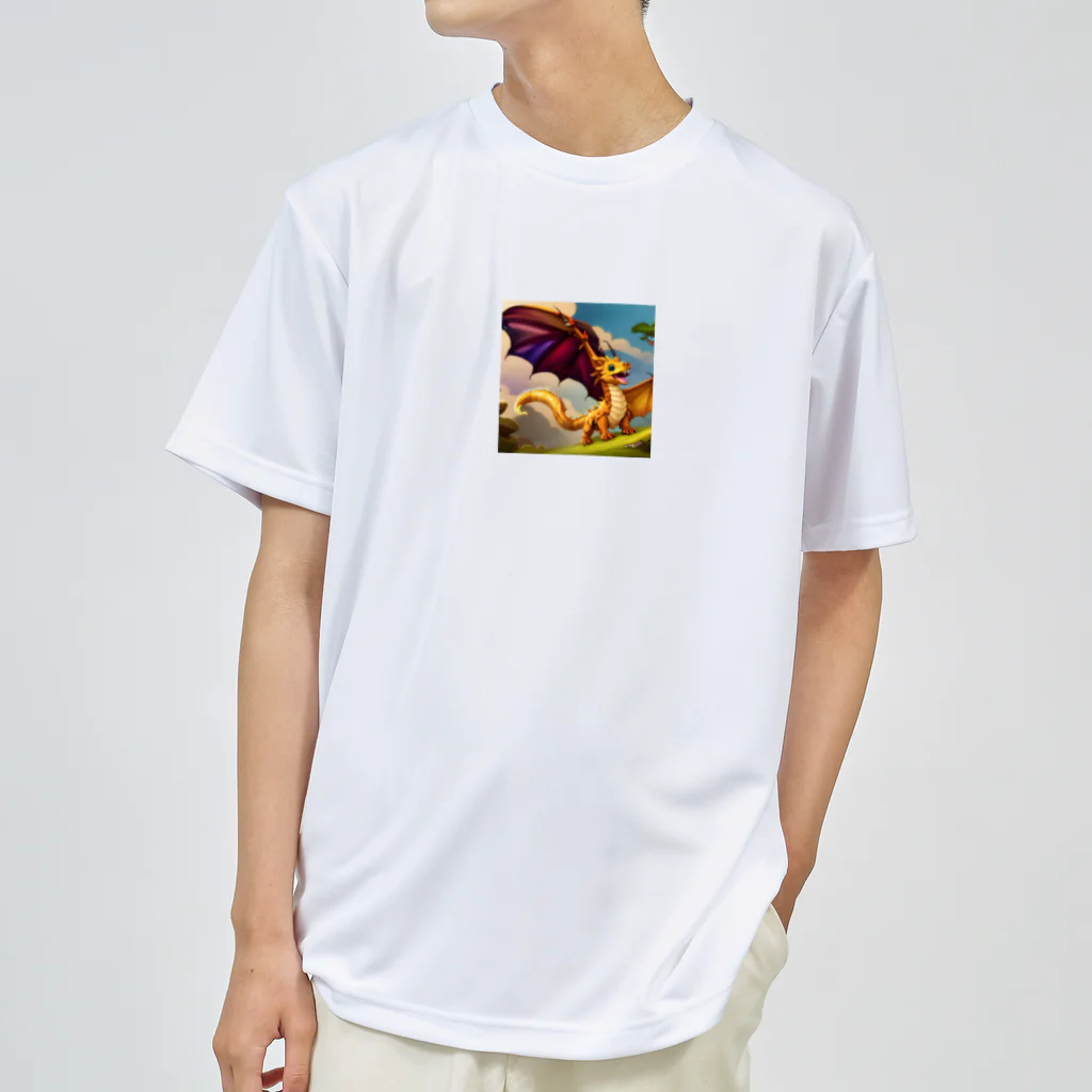幸せアートワールドの可愛い龍のイラストグッズ ドライTシャツ