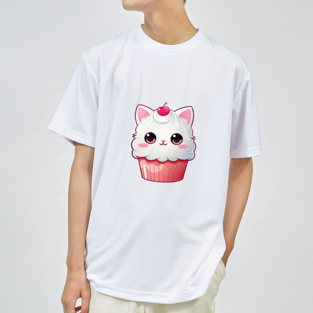 Vasetti_pressのカップケーキの猫ちゃん ドライTシャツ