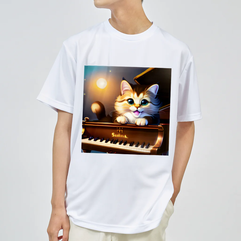 kitten pianistの子猫ピアニスト-1 ドライTシャツ