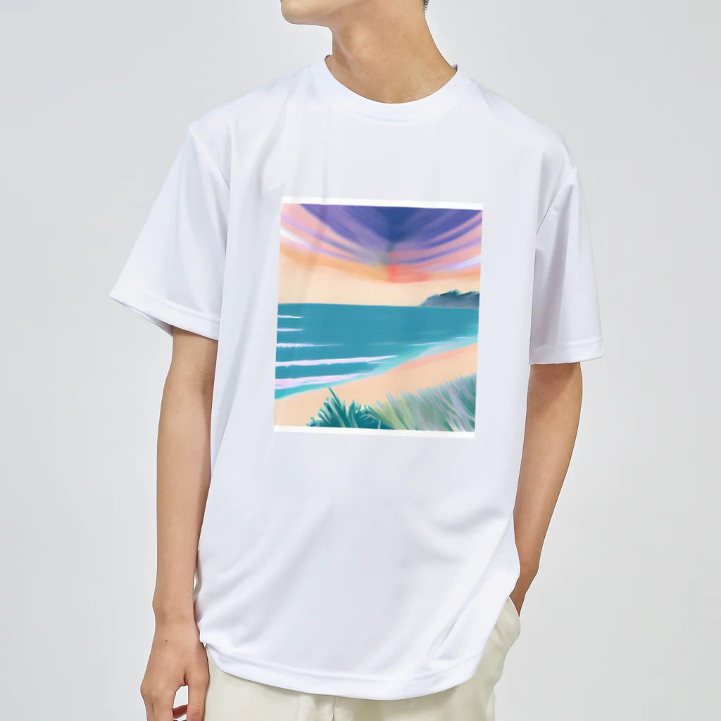 じゆうふぁくとりーの夕暮れの海 ドライTシャツ