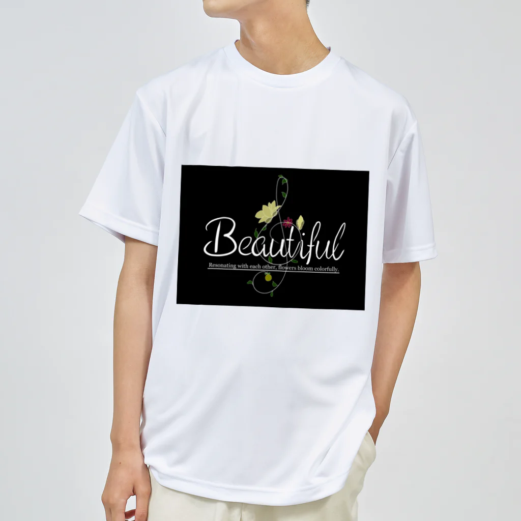 MSYのBEAUTIFUL FLOWER (黒) ドライTシャツ