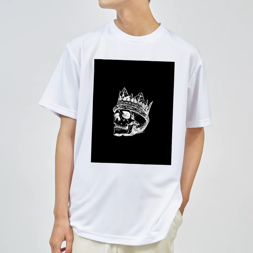 COOL&SIMPLEのBlack White Illustrated Skull King  ドライTシャツ