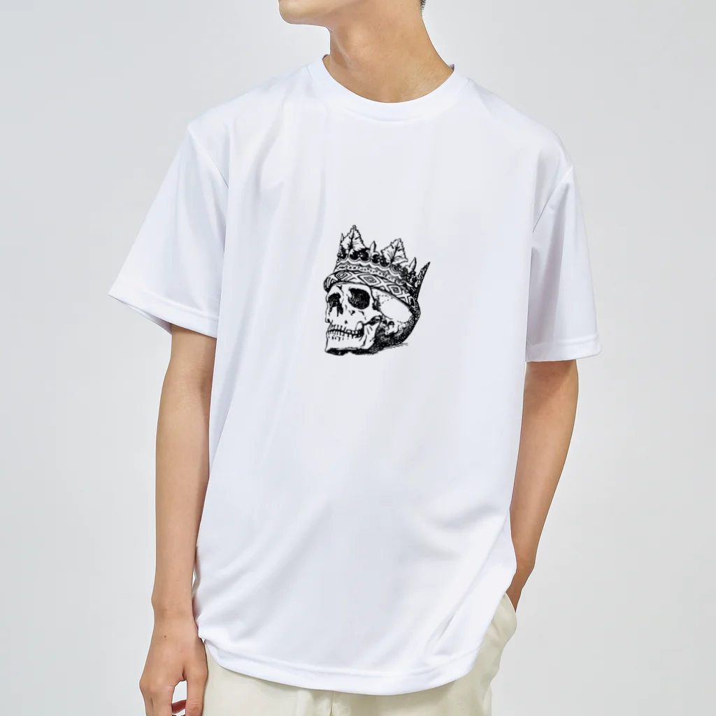 COOL&SIMPLEのBlack White Illustrated Skull King  ドライTシャツ