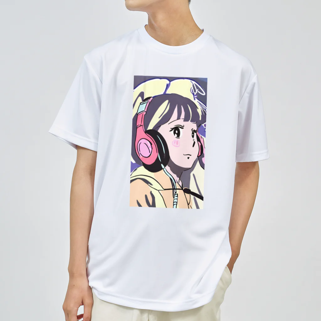 Tsuneのヘッドフォンを付けた女性キャラクターグッズ Dry T-Shirt