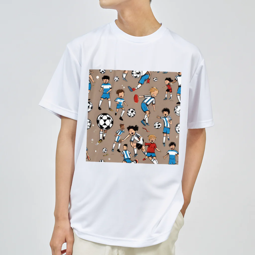 子供と嫁と時々わたしのサッカー小僧 ドライTシャツ